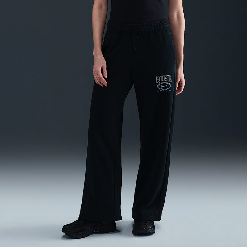 Nike Women's Sportswear Club Fleece Mid-Rise-Wide Leg Graphic Pants