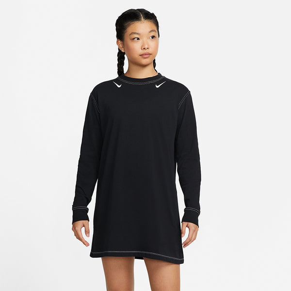 Nike Women's Sportswear Swoosh Graphic Long-Sleeved Dress.